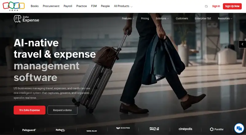Zoho Expense's own site, as our research read it
