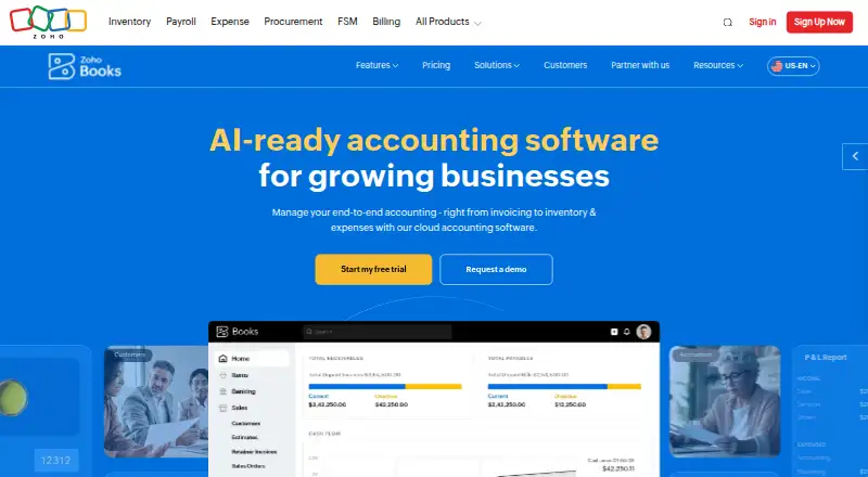 Zoho Books's own site, as our research read it